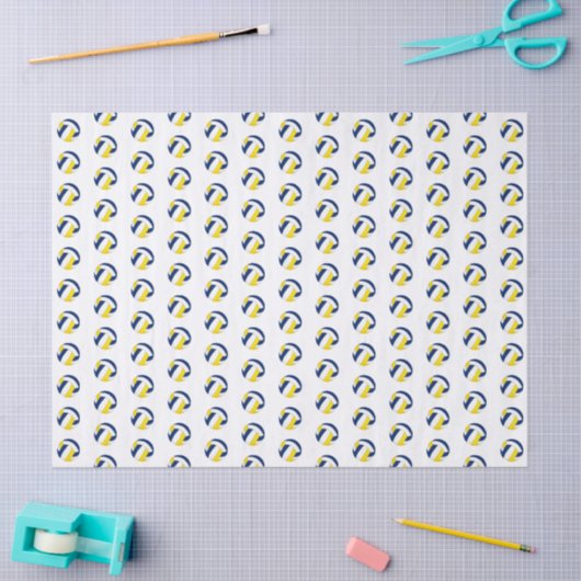 tiny blue gold volleyballs pattern seidenpapier (Basteln)