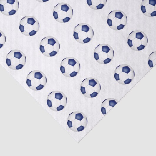 tiny blue white soccer balls pattern seidenpapier (Detail)