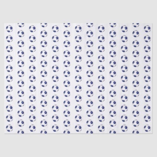 tiny blue white soccer balls pattern seidenpapier (Vorderseite)