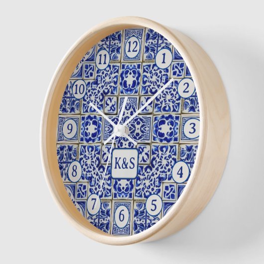 Tiny Blue & White Tiles - Klassische holländische Uhr (Winkel)