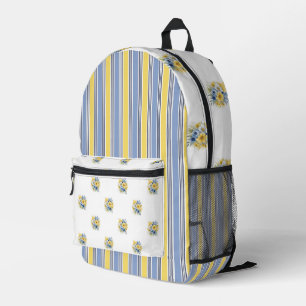 TINY BLUE & YELLOW BLUMEN UND STREIFEN BEDRUCKTER RUCKSACK