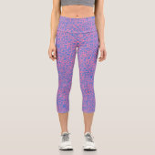 Tiny Blume Pattern.Blue 02.b Pink BG Capri Leggings (Vorderseite)