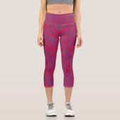 Tiny Blume Pattern.Blue 02.b Red BG Capri Leggings (Vorderseite)