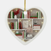 Tiny Book Shelves Christmas Red & Green 2Dprint Keramik Ornament (Hinten)