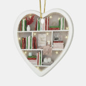 Tiny Book Shelves Christmas Red & Green 2Dprint Keramik Ornament (Links)