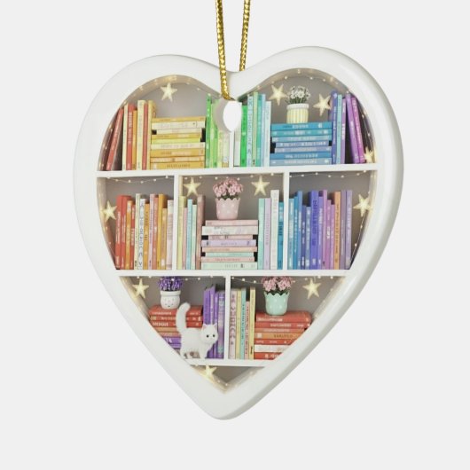 Tiny Book Shelves Rainbow Bookshelf 2Dprint Books Keramik Ornament (Links)