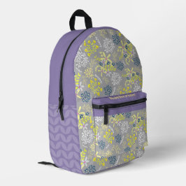 Tiny Bouquet Blume Gray Lavendel Bedruckter Rucksack