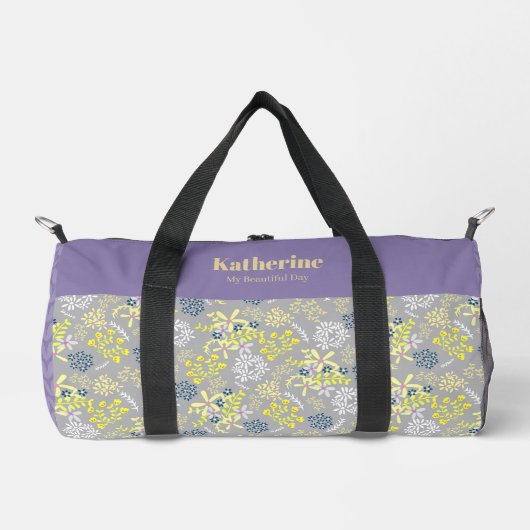 Tiny Bouquet Blume Gray Lavendel Duffle Bag (Vorderseite)