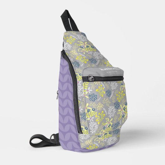 Tiny Bouquet Blume Gray Lavender Crossbody Bag (Linke Seite)