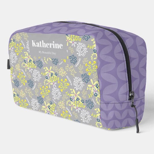 Tiny Bouquet Blume Gray Lavender Waschbeutel (Rechte Ecke)