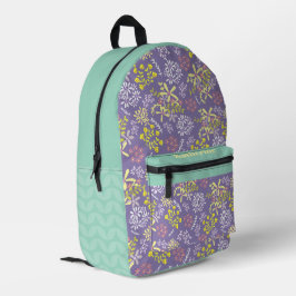Tiny Bouquet Blume Lavender Aquamarin Bedruckter Rucksack