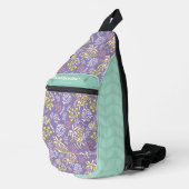 Tiny Bouquet Blume Lavender Aquamarin Crossbody Bag (Rechte Ecke)