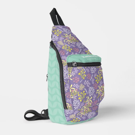 Tiny Bouquet Blume Lavender Aquamarin Crossbody Bag (Linke Seite)