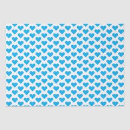 Tiny Bright Blue Hearts Musterteppichpapier Seidenpapier