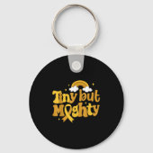Tiny But Mighty Childhood Cancer Awareness Gold Ri Schlüsselanhänger (Vorderseite)