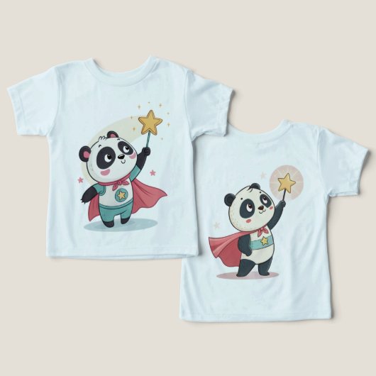 Tiny but Mighty – Superhero Panda Holding a Star (Design Vorderseite & Rückseite)