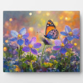 Tiny Butterfly On Wildblumen bei Sunrise Fotoplatte (Vorderseite)