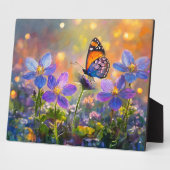 Tiny Butterfly On Wildblumen bei Sunrise Fotoplatte (Seite)