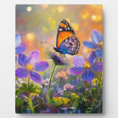 Tiny Butterfly On Wildblumen bei Sunrise Fotoplatte (Vorderseite)