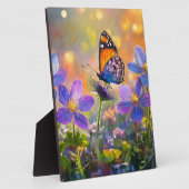 Tiny Butterfly On Wildblumen bei Sunrise Fotoplatte (Seite)