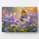 Tiny Butterfly On Wildblumen bei Sunrise Fotoplatte (Vorderseite)