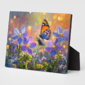 Tiny Butterfly On Wildblumen bei Sunrise Fotoplatte (Seite)