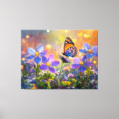 Tiny Butterfly On Wildblumen bei Sunrise Leinwanddruck (Vorderseite)