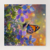 Tiny Butterfly On Wildblumen bei Sunrise Puzzle (Horizontal)