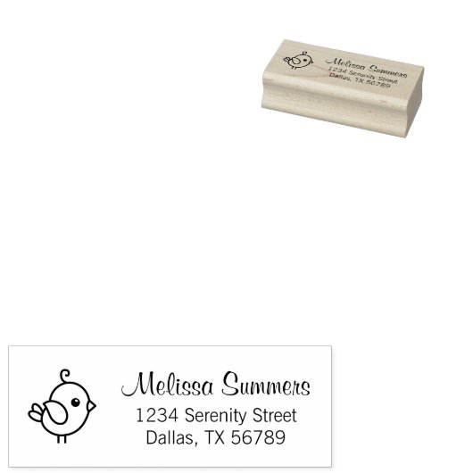 Tiny Cartoon Bird-Adresse Gummistempel (Stempel)