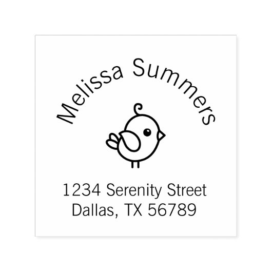 Tiny Cartoon Bird Arch Address Permastempel (Design)