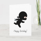Tiny Cartoon Ninja läuft Geburtstag Karte (Vorderseite)