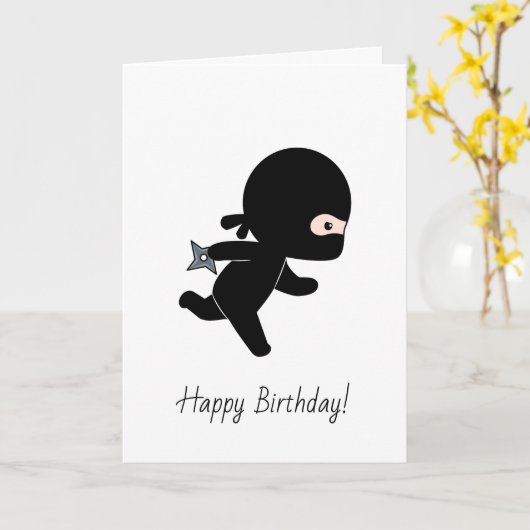 Tiny Cartoon Ninja läuft Geburtstag Karte (Gelbe Blume)