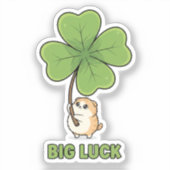 Tiny Cat Holding Giant Four Leaf Clover Big Luck  Aufkleber (Vorderseite)