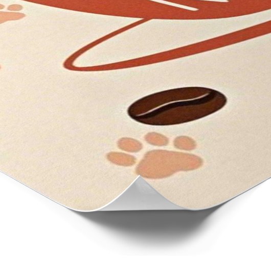 Tiny Cat Pfoten und Kaffeebohnen Poster (Ecke)