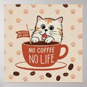 Tiny Cat Pfoten und Kaffeebohnen Poster (Vorne)