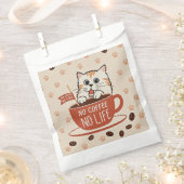 Tiny Cat Pfoten und Kaffeebohnen Poster Geschenktütchen (Ausgeschnitten)