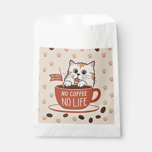 Tiny Cat Pfoten und Kaffeebohnen Poster Geschenktütchen (Vorderseite)