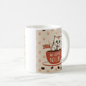Tiny Cat Pfoten und Kaffeebohnen Poster Kaffeetasse (VorderseiteRechts)