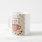 Tiny Cat Pfoten und Kaffeebohnen Poster Kaffeetasse (Vorderseite Links)