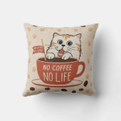 Tiny Cat Pfoten und Kaffeebohnen Poster Kissen (Rückseite)