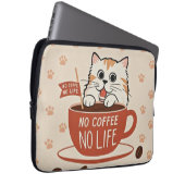 Tiny Cat Pfoten und Kaffeebohnen Poster Laptopschutzhülle (Vorne Rechts)