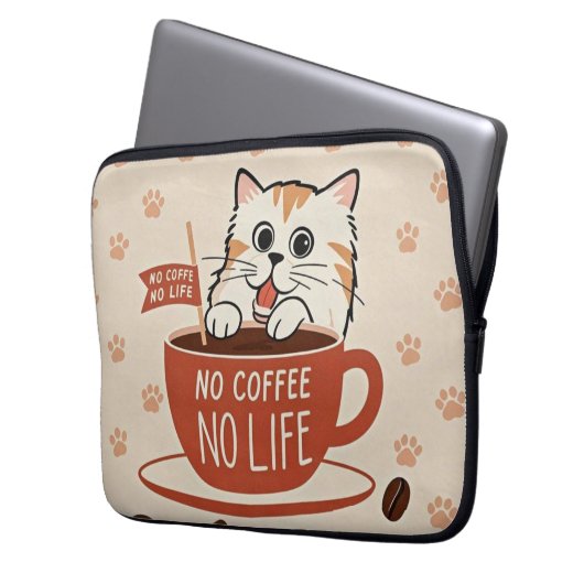 Tiny Cat Pfoten und Kaffeebohnen Poster Laptopschutzhülle (Vorderseite Links)