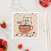 Tiny Cat Pfoten und Kaffeebohnen Poster Serviette (Beispiel)