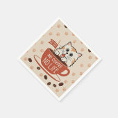 Tiny Cat Pfoten und Kaffeebohnen Poster Serviette (Ecke)