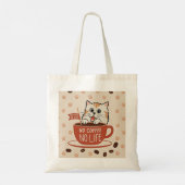 Tiny Cat Pfoten und Kaffeebohnen Poster Tragetasche (Rückseite)