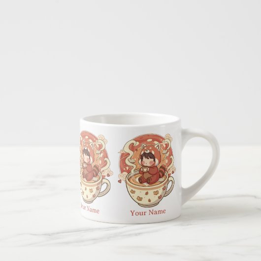 Tiny Chibi Red Panda Milk Mug for Kids Espressotasse (Rechts)