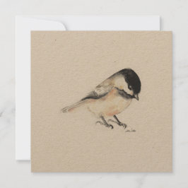 Tiny Chickadee Malerei Wasserfarbe Feiertagskarte
