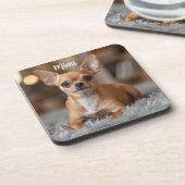 Tiny Chihuahua Personalisiert Beverage Coaster Set Getränkeuntersetzer (Linke Seite)