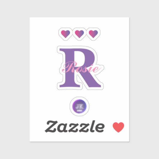 Tiny Clear Vinyl Stickers Monogram Name JK 2022 Aufkleber (Blatt)