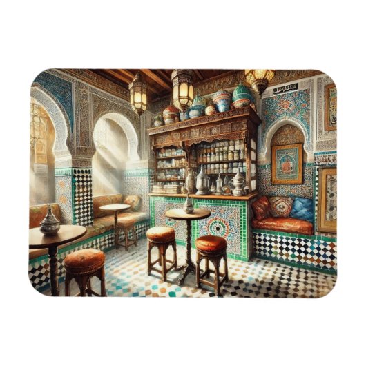 Tiny Coffeeshop in Fez Marokko Magnet (Horizontal)